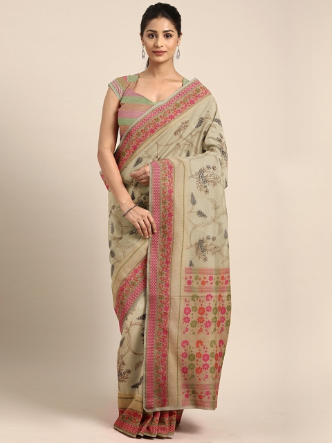 

Pothys Beige Printed Net Saree