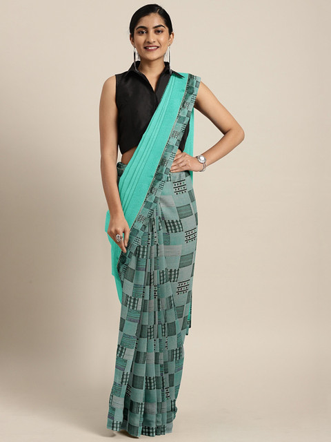 

Pothys Green Printed Pure Georgette Saree