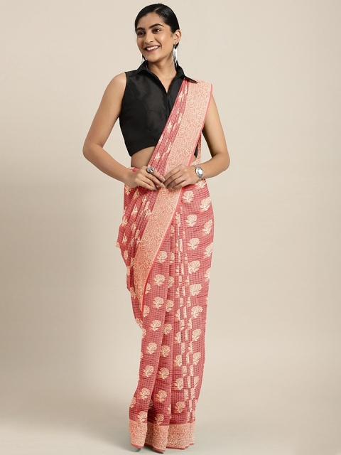 

Pothys Peach-Coloured Woven Design Supernet Saree