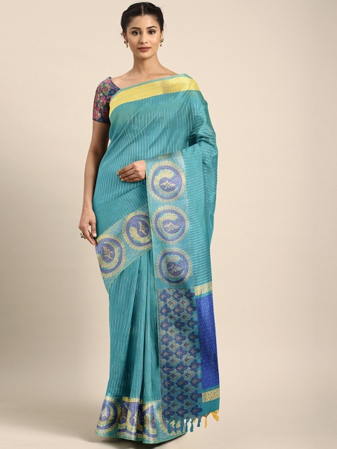 

Pothys Blue Striped Silk Cotton Saree