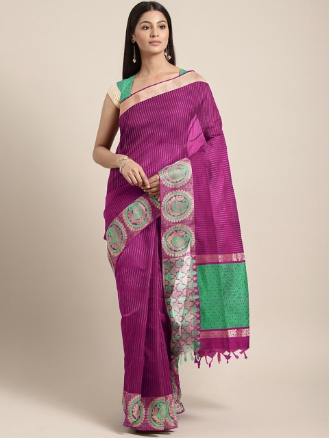 

Pothys Purple Striped Silk Cotton Saree