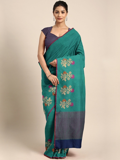 

Pothys Green & Navy Blue Tissue Woven Design Saree