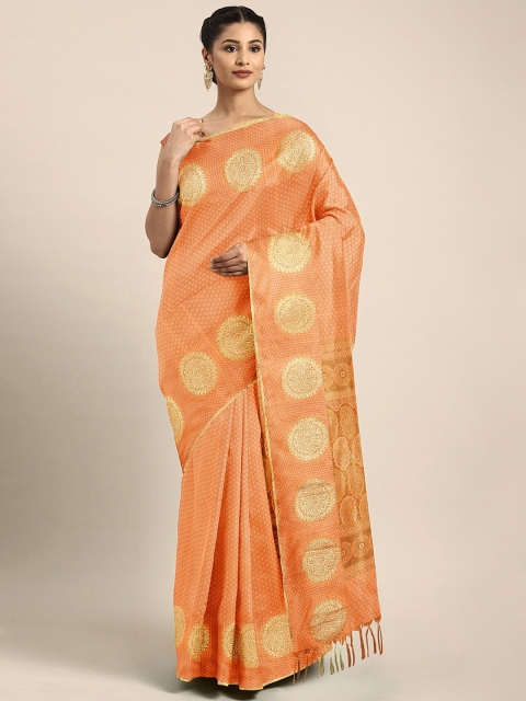 

Pothys Orange Woven Design Art Silk Saree