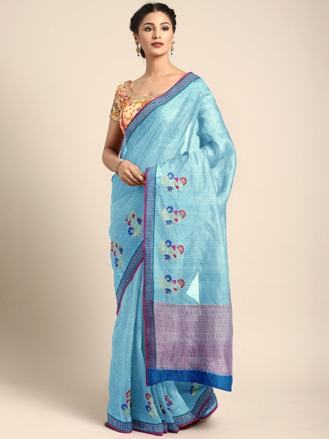 

Pothys Blue & White Tissue Woven Design Saree