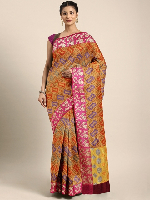 

Pothys Beige & Orange Tissue Woven Design Saree