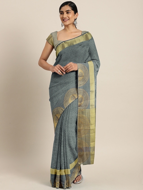 

Pothys Grey Solid Jute Silk Saree