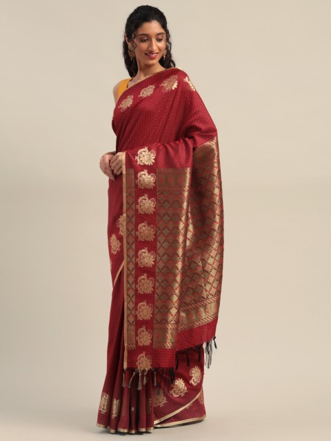 

Pothys Maroon & Golden Woven Design Art Silk Saree