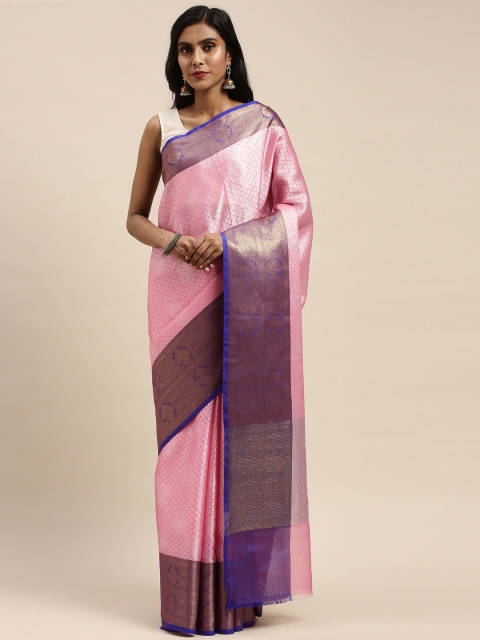 

Pothys Pink & Navy Blue Tissue Woven Design Saree
