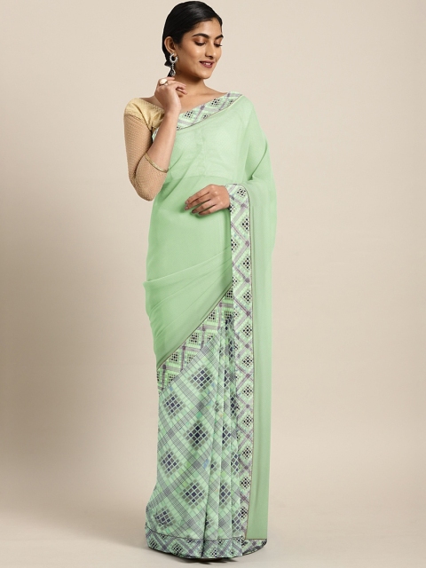 

Pothys Sea Green & Blue Pure Georgette Printed Saree