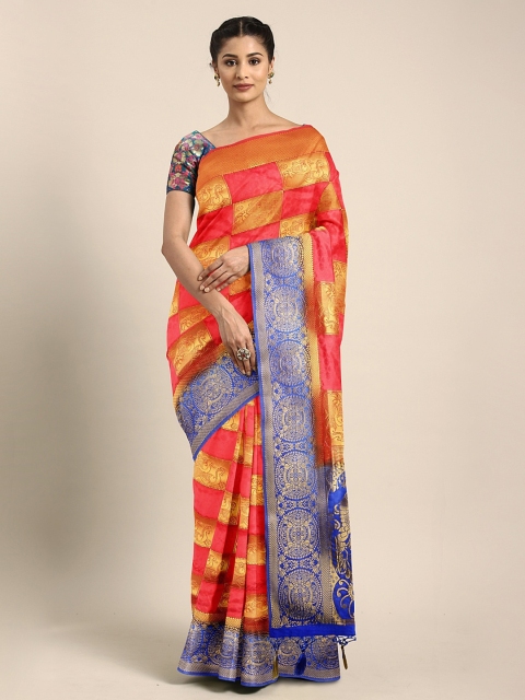 

Pothys Pink & Gold-Toned Jute Silk Woven Design Saree
