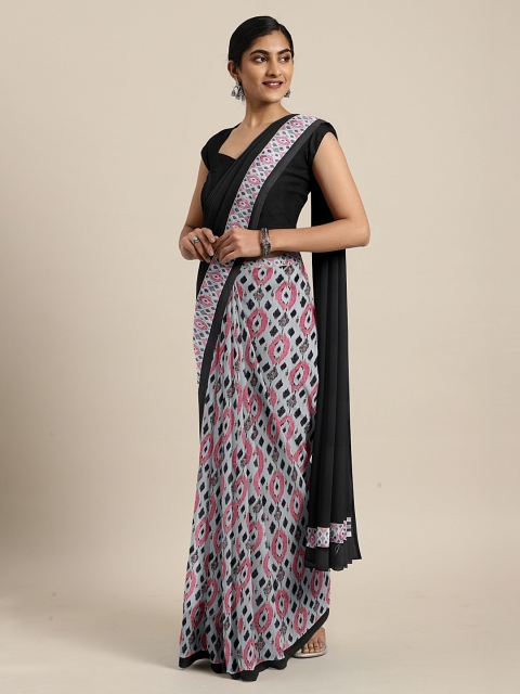 

Pothys Grey & Black Pure Georgette Printed Saree