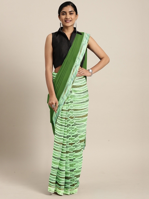 

Pothys Green Printed Pure Georgette Half & Half Saree