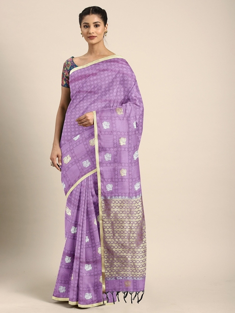 

Pothys Purple & Gold-Coloured Art Silk Woven Design Saree
