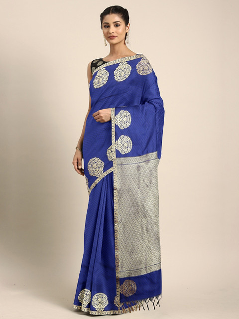 

Pothys Blue & Gold-Coloured Art Silk Woven Design Saree