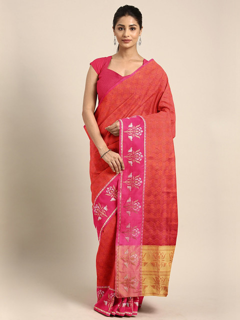 

Pothys Peach-Coloured Woven Design Tissue Saree