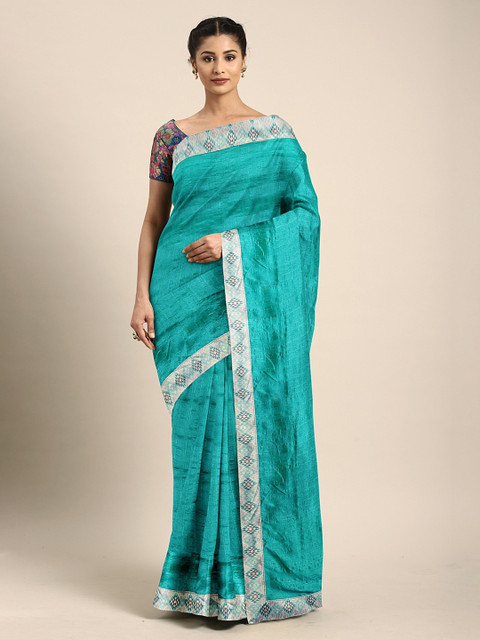 

Pothys Blue Solid Poly Silk Saree