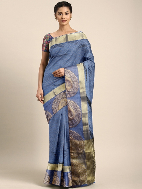 

Pothys Teal Blue with tinge of Grey Jute Silk Woven Design Saree