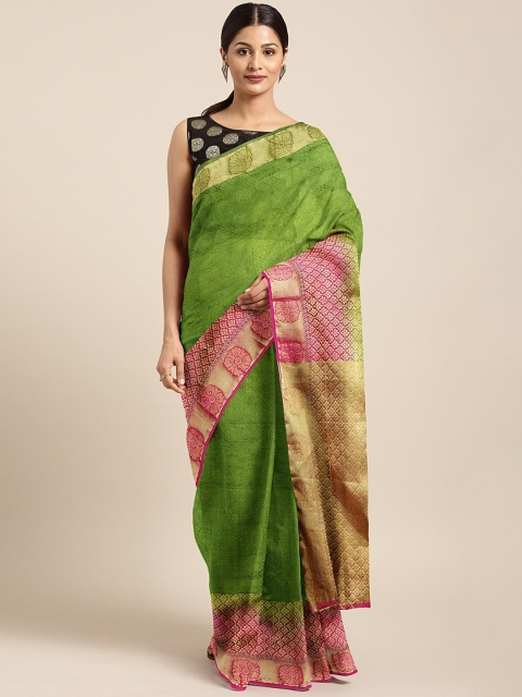 

Pothys Olive Green Woven Design Jute Silk Saree