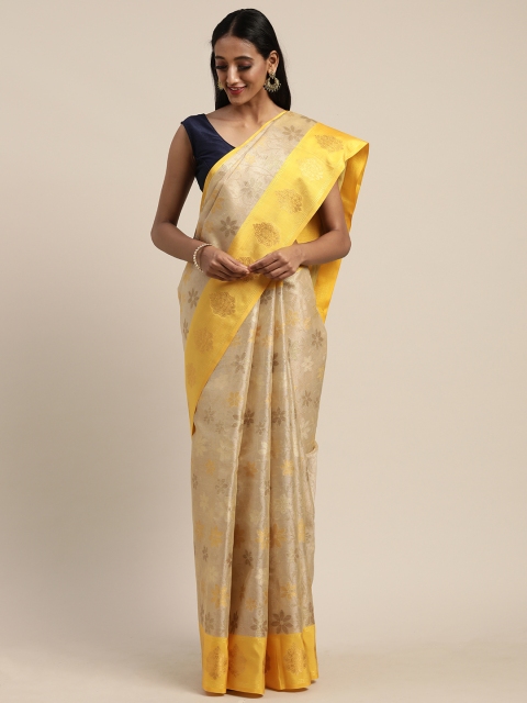 

Pothys Golden & Yellow Tissue Woven Design Patola Saree, Gold