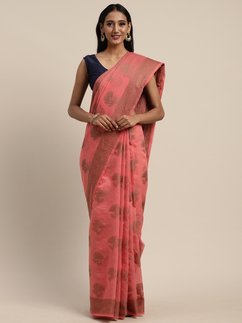

Pothys Peach-Coloured Printed Supernet Saree