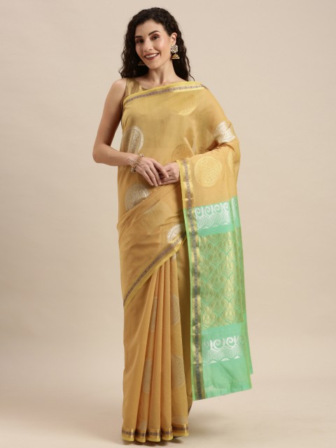 

Pothys Brown & Green Silk Cotton Woven Design Saree