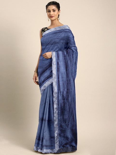 

Pothys Blue Poly Silk Printed Bhagalpuri Saree