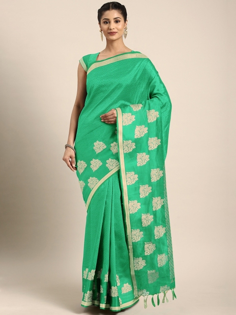 

Pothys Green & Gold-Toned Art Silk Printed Saree