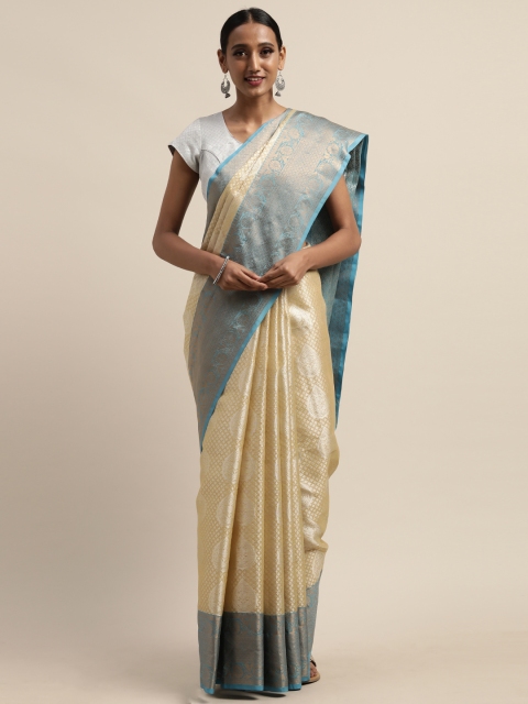 

Pothys Cream-Coloured Tissue Woven Design Patola Saree