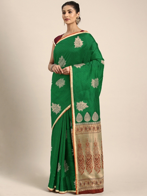 

Pothys Green & Gold-Toned Art Silk Woven Design Saree
