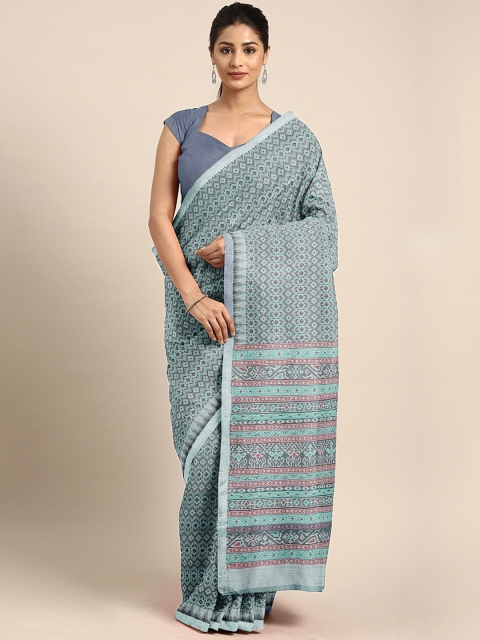 

Pothys Blue & Pink Supernet Printed Saree