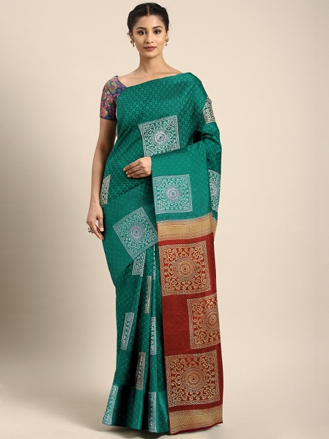 

Pothys Green & Gold-Toned Art Silk Woven Design Saree