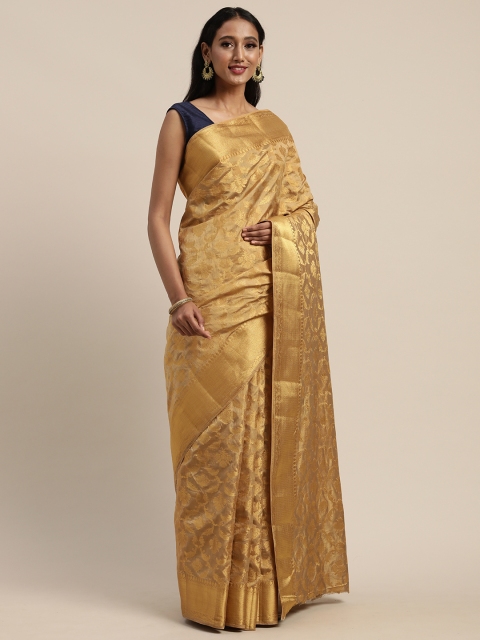 

Pothys Gold-Toned Woven Design Jute Silk Saree