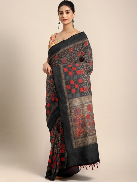 

Pothys Black Woven Design Jute Cotton Saree