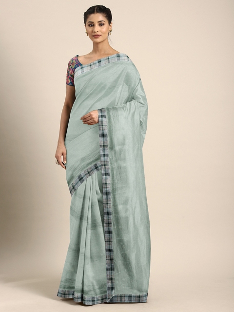 

Pothys Sea Green Solid Poly Silk Saree