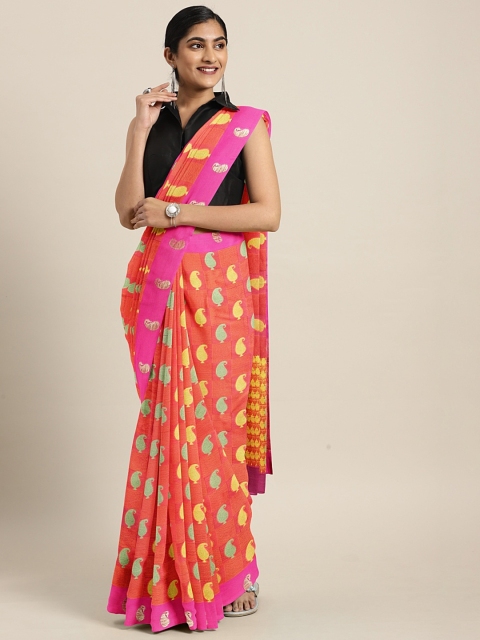 

Pothys Multicoloured Printed Jute Silk Saree, Multi