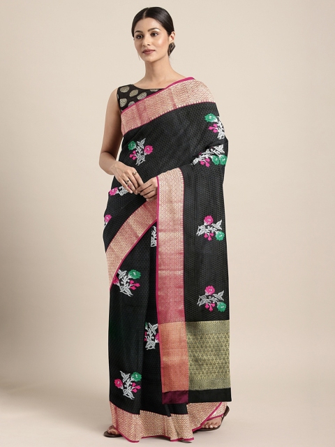 

Pothys Black Woven Design Tissue Saree