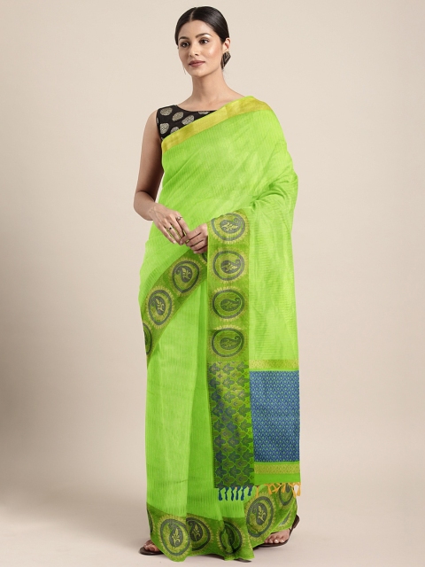 

Pothys Green Solid Silk Cotton Saree