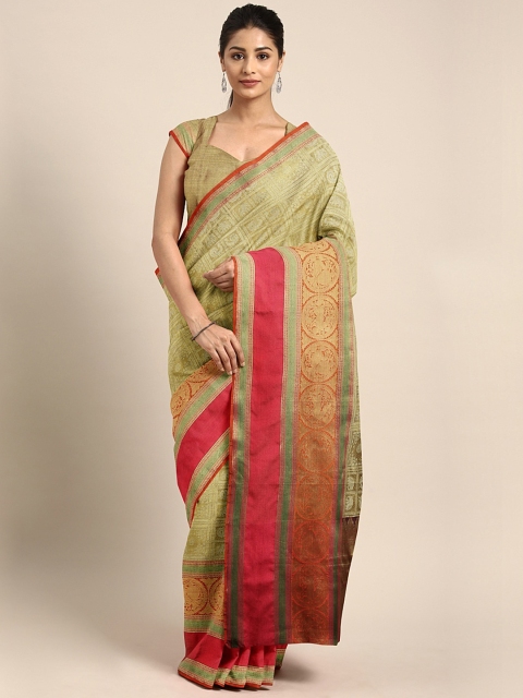 

Pothys Gold-Toned & Green Tissue Woven Design Saree