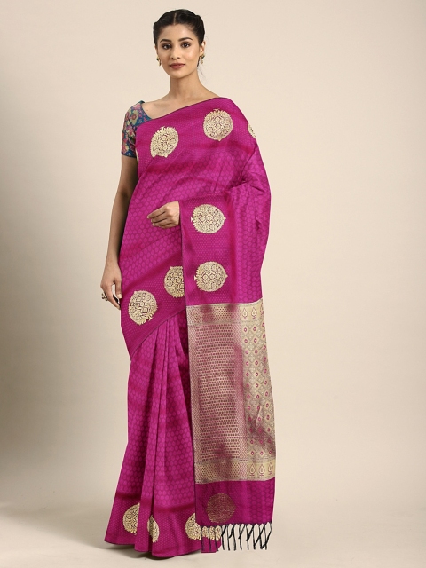 

Pothys Magenta Pink & Golden Art Silk Woven Design Saree