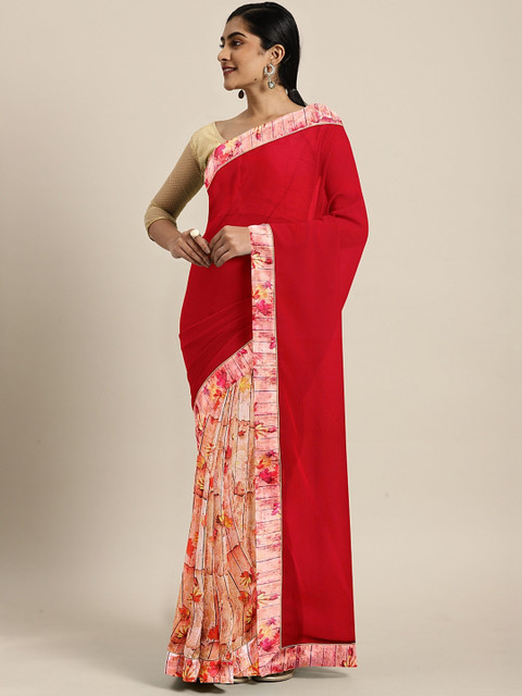 

Pothys Red Printed Pure Georgette Saree