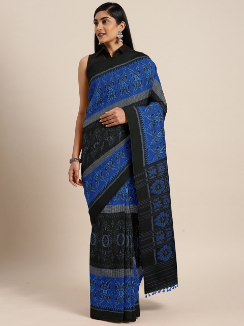 

Pothys Blue & Black Jute Cotton Woven Design Saree