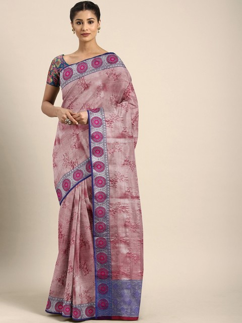 

Pothys Silver-Toned & Magenta Tissue Woven Design Saree