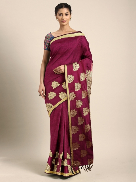 

Pothys Magenta Pink & Golden Art Silk Printed Saree