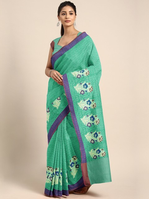 

Pothys Green Printed Tissue Saree