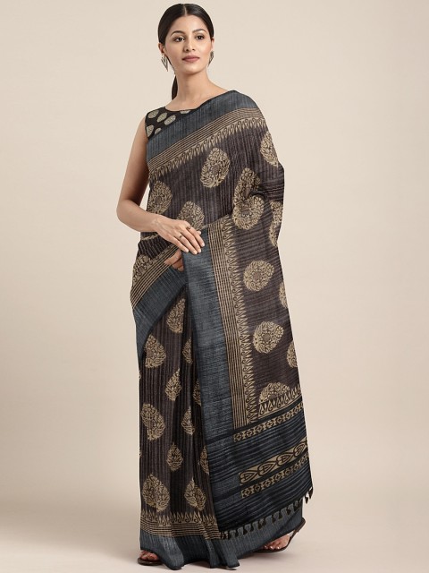 

Pothys Brown & Beige Jute Cotton Printed Saree