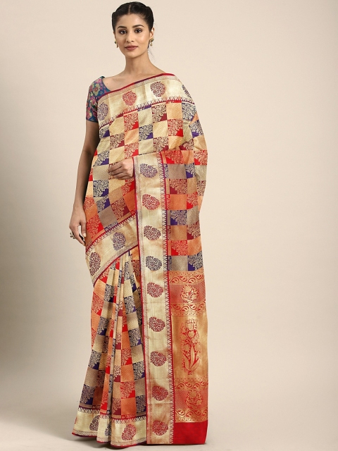 

Pothys Red & Gold-Toned Art Silk Woven Design Saree