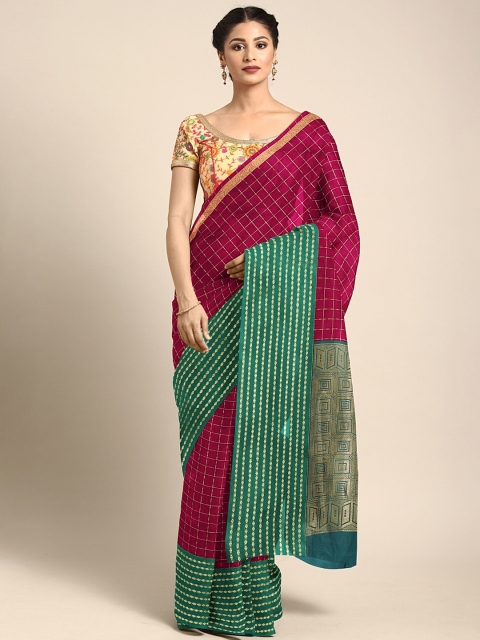

Pothys Maroon Checked Silk Cotton Saree