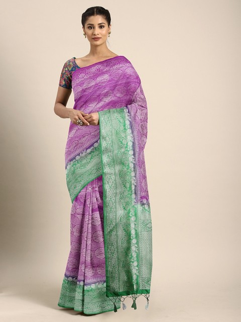 

Pothys Purple Woven Design Jute Silk Saree
