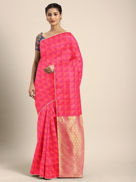 

Pothys Pink & Orange Art Silk Geometric Printed Saree