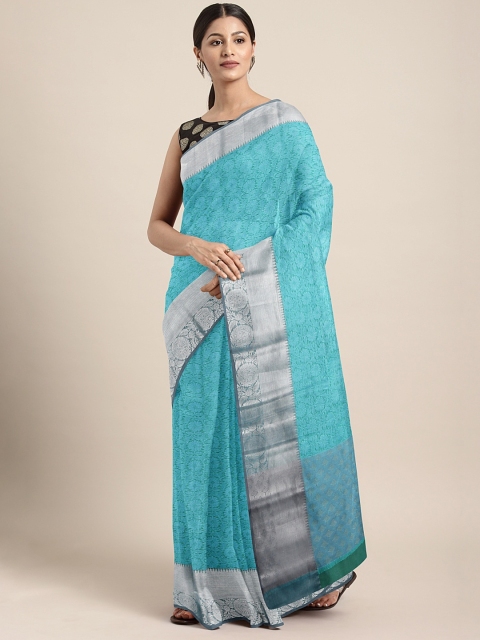 

Pothys Turquoise Blue Woven Design Tissue Tanchui Silk Saree